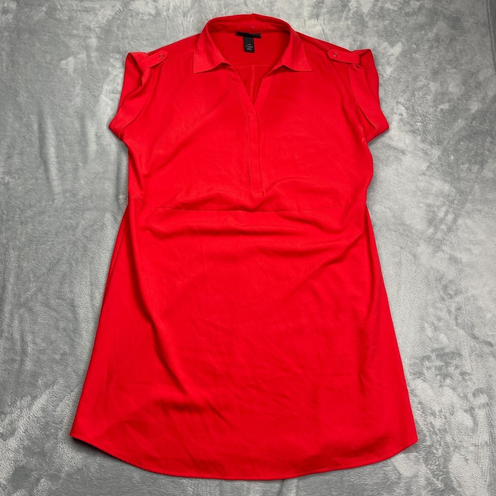 Lane Bryant Mini Polo Dress Girls 14/16 Red‎ Collared Roll Tab Sleeve Curve Hem